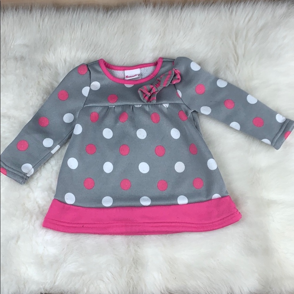 Baby Girls Pink Polka Dot Dress 18 Months